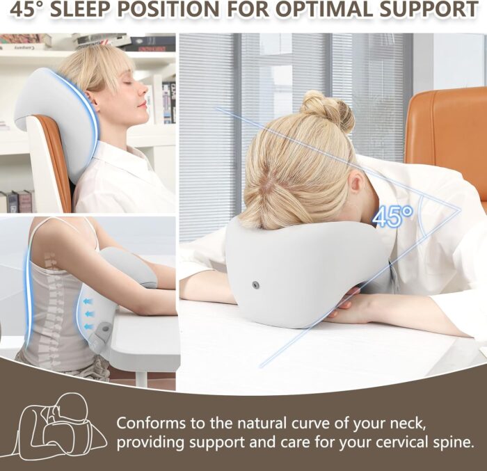 2in1 Ergonomic Memory Foam Travel Neck Pillow – 2025 Upgrade Travel Pillow for All Sleep Positions on Flights, Road Trips, and Long Distance Travel with Drawstring Bag (Adjustable -Gray) - Image 4
