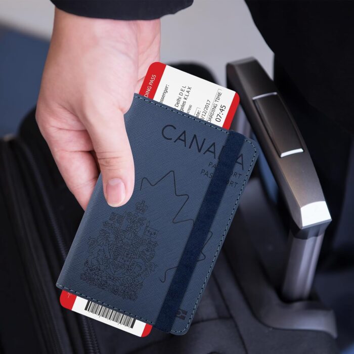 RSAquar Passport Holder for Women and Men, Premium Leather Travel Passport Wallet Passport Cover, Blue - Image 6