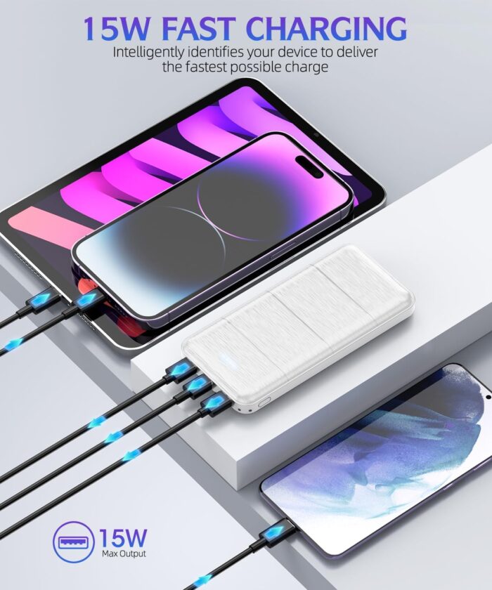 Portable-Charger-Power-Bank - 2 Pack 15000mAh Dual USB Power Bank Output 5V3.1A Fast Charger Portable Charger Compatible with Smartphones and All USB Devices (Deep Black and White) - Image 5