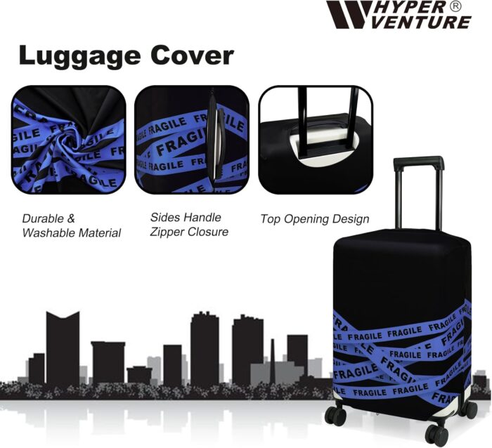 HYPER VENTURE Washable Luggage Cover - Fashion Suitcase Protector Fits 31-32 Inch Luggage (Fragile, XL) - Image 2