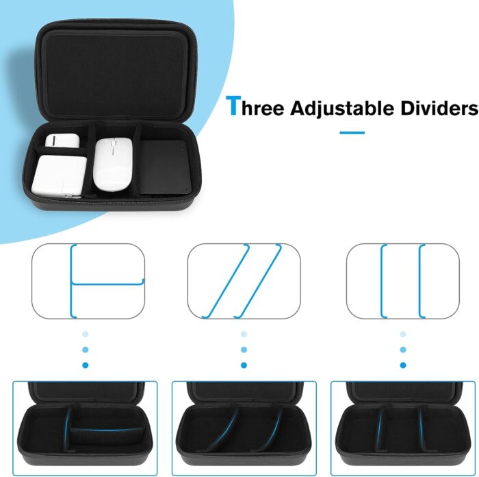 ProCase Hard Travel Electronic Organizer Case for MacBook Power Adapter Chargers Cables Power Bank Apple Magic Mouse Apple Pencil USB Flash Disk SD Card Small Portable Accessories Bag -L, Black - Image 4
