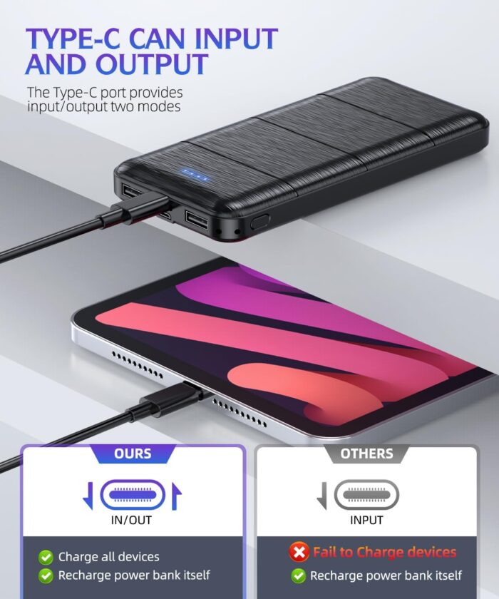 Portable-Charger-Power-Bank - 2 Pack 15000mAh Dual USB Power Bank Output 5V3.1A Fast Charger Portable Charger Compatible with Smartphones and All USB Devices (Deep Black and White) - Image 3