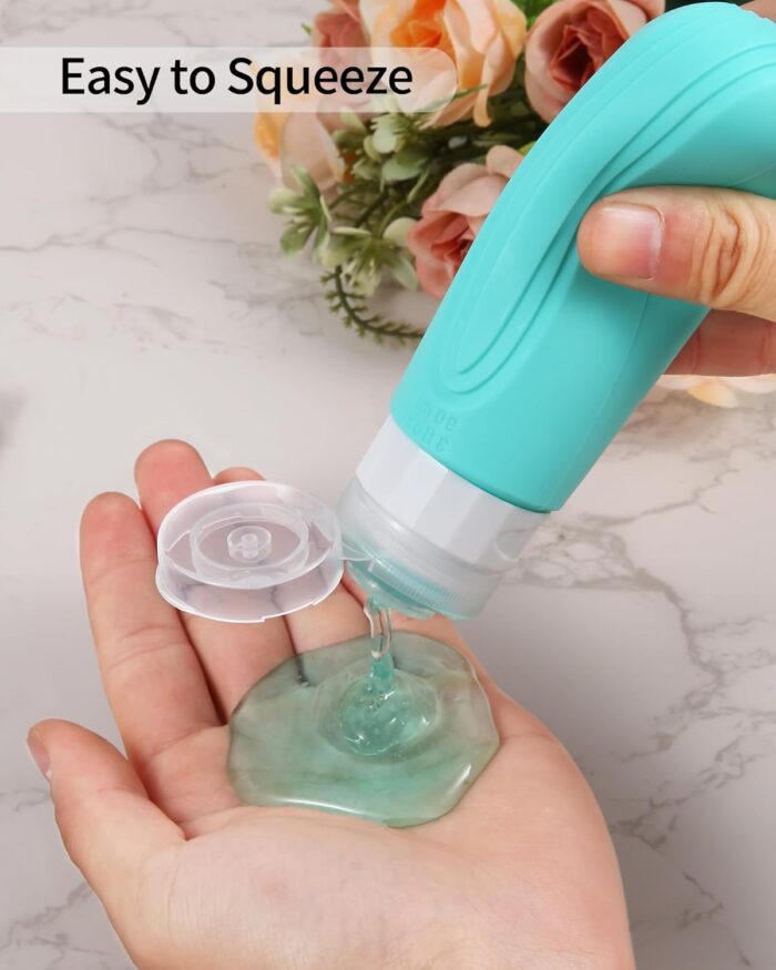 Weseewd 4 Pack Silicone Travel Bottles for Toiletries, 90ml TSA Approved Travel Size Bottles, BPA Free Refillable Leak Proof Travel Toiletries Containers for Cosmetic Shampoo Conditioner and Lotion - Image 4