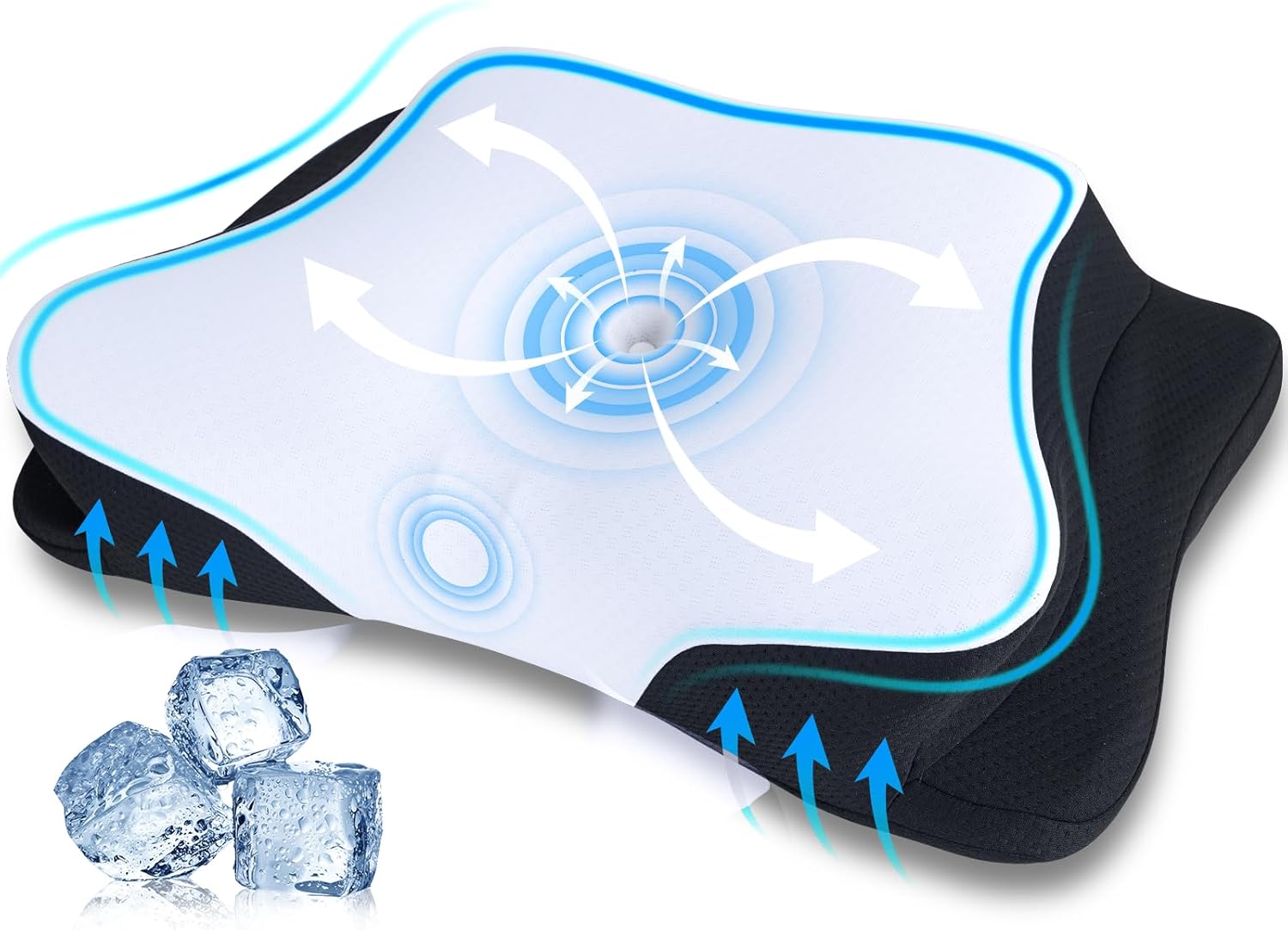 Cooling Cervical Neck Pillow for Sleeping, Contour Side Sleeper Pillow for Adults, Ergonomic Memory Foam Orthopedic Pillow Neck Pain Relief, Stomach Sleeping Pillow with Luxury Cool Cover