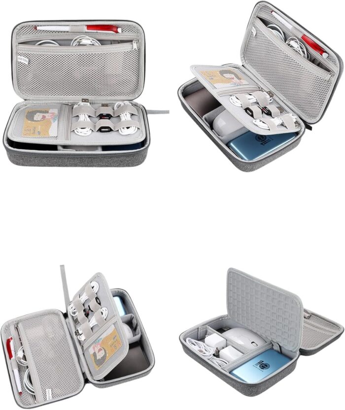 Hard Electronics Travel Organizer Case for MacBook Chargers & Storage Flash/Hard Drives - Waterproof Shockproof 2-Layer Design Holds Power Bank Mouse, Cables (Black, L) - Image 2