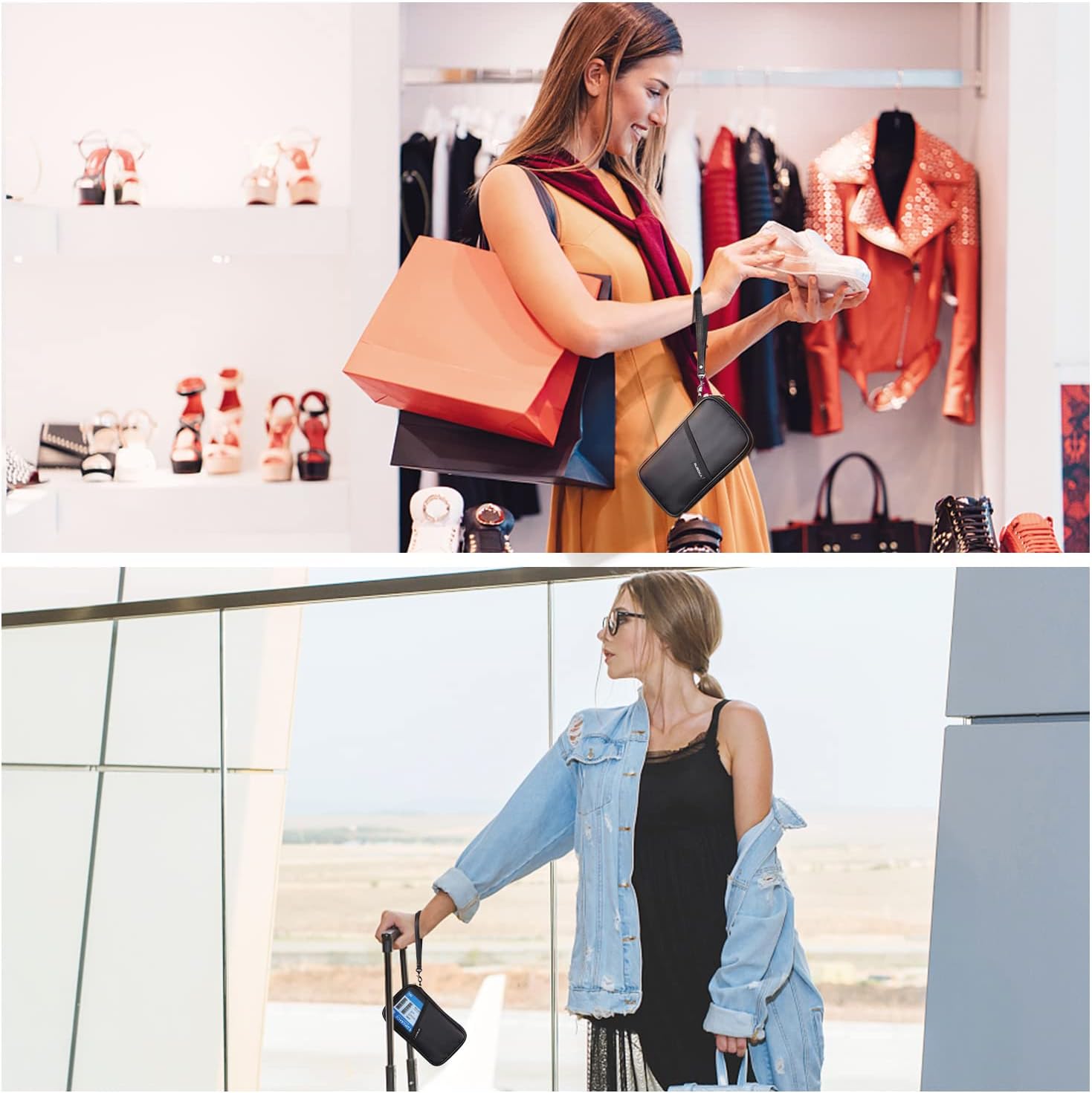 Ruboka Fireproof RFID Blocking Passport Holder Wallet (4.3inx8.6in), Family Multiple Passport Holder Cover Bag Waterproof, Travel Document Organizer Credit Card Clutch Bag for Men Women - Image 8