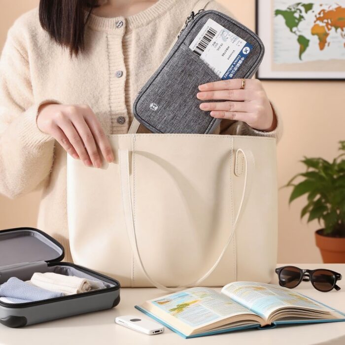 2-Pack Travel Essentials Versatile RFID Passport Holder Portable Travel Wallet,9×5.1×0.9In Water-Resistant Oxford Cloth (Black & White)，Ideal for Boarding & Travel - Image 6