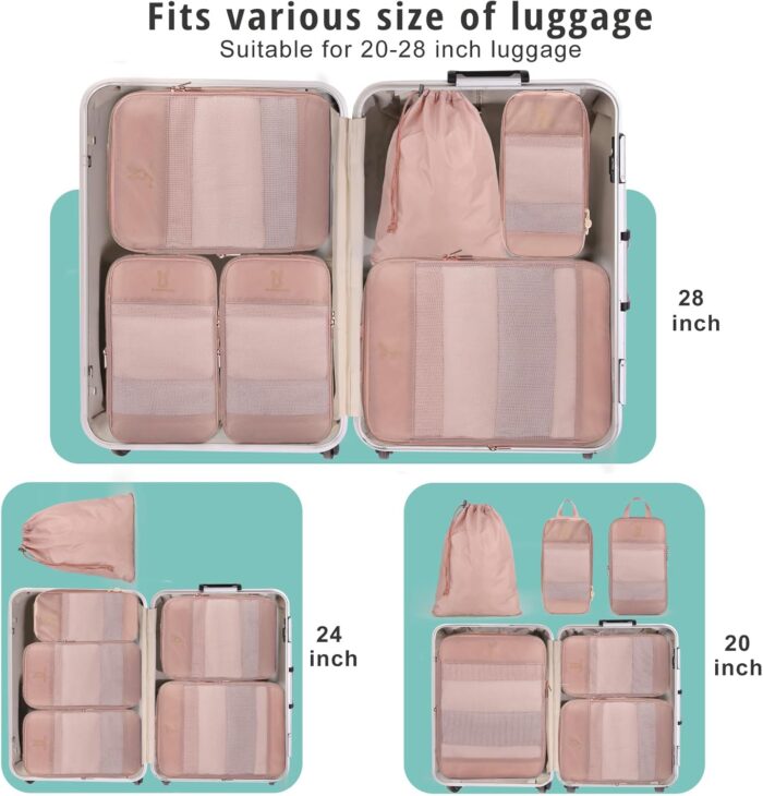 Expandable Compression Packing Cubes for Suitcases,Lightweight Compressible Travel Packing Organizer for Carry on Suitcase,Organizer Bags Set as Travel Essentials for Women - Image 4