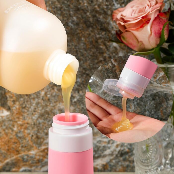INSFIT Silicone Travel Bottles Set, 17 Pack Travel Size Toiletries, BPA Free Leak Proof Squeezable Silicone Tubes for Shampoo Conditioner Lotion Soap with Labels - Image 4