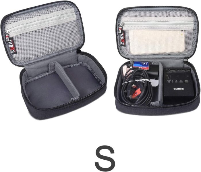BUBM Nylon 3-Piece Double Layer Gear Organizer Travel Cases for Electronics Accessories, Black - Image 5