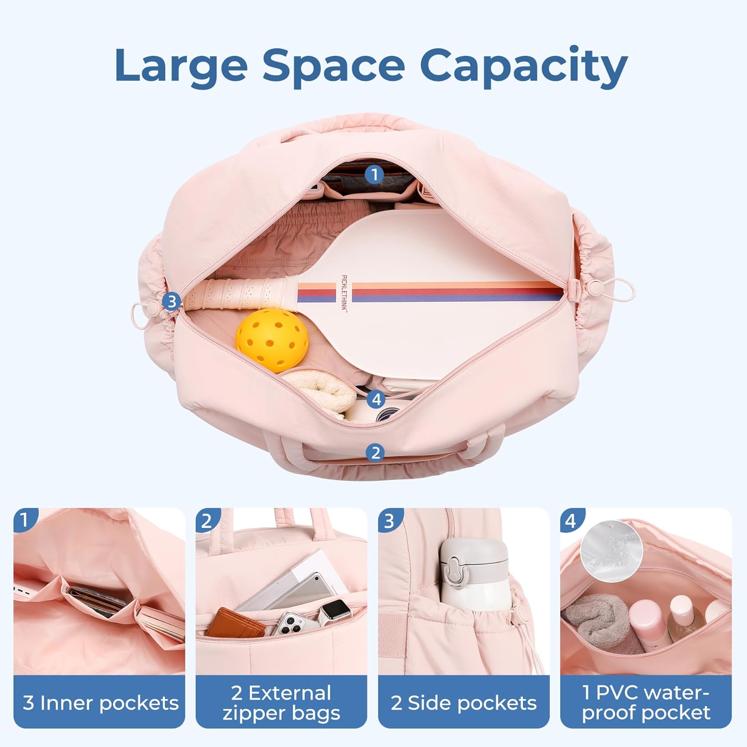 CLUCI Weekender Travel Bag for Women, 30L Duffle Tote Bag Carry On Bag Puffer Bags Gym Bag Small with Wet Pocket - Image 3