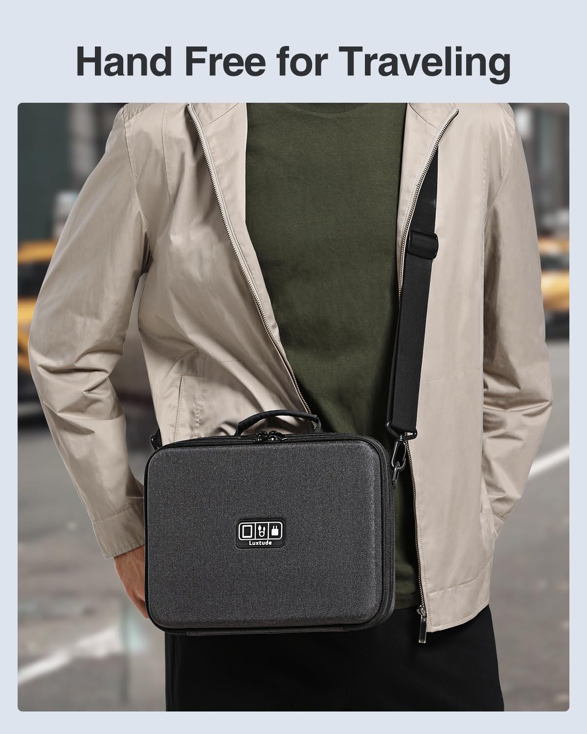 Luxtude EVA Hard Electronic Organizer, Portable Travel Cord Organizer, Cable Organizers Bag, Shockproof Carrying Case Hard Protective for iPad Pro(up to 11"), Hard Drives, Cable, Charger, USB (Large) - Image 6