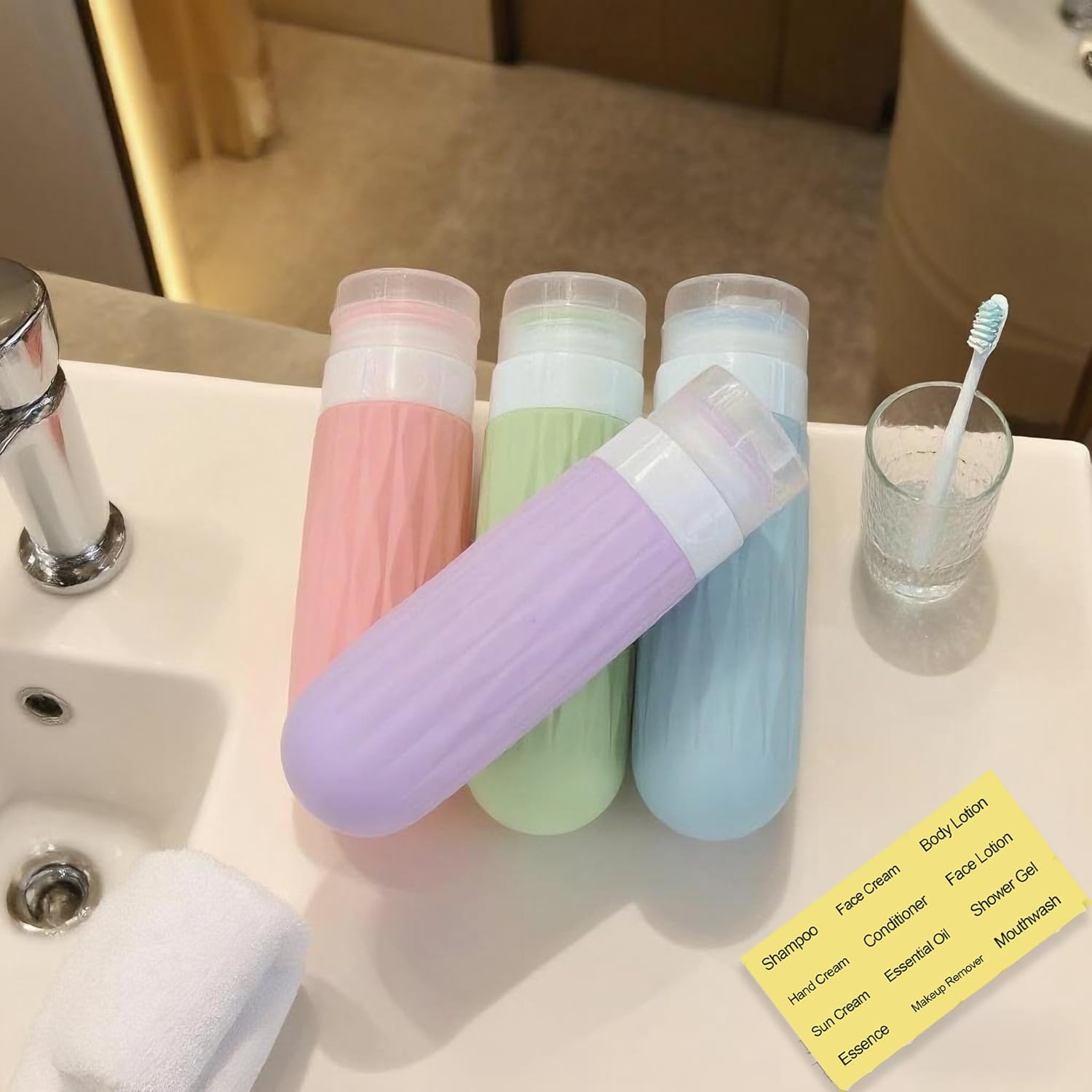 Travel Bottles for Toiletries, TSA Approved Travel Size Containers, Silicone Toiletries Bottles, BPA Free, Leakproof, Refillable Containers Kits for Shampoo, Lotion (Pink) - Image 7