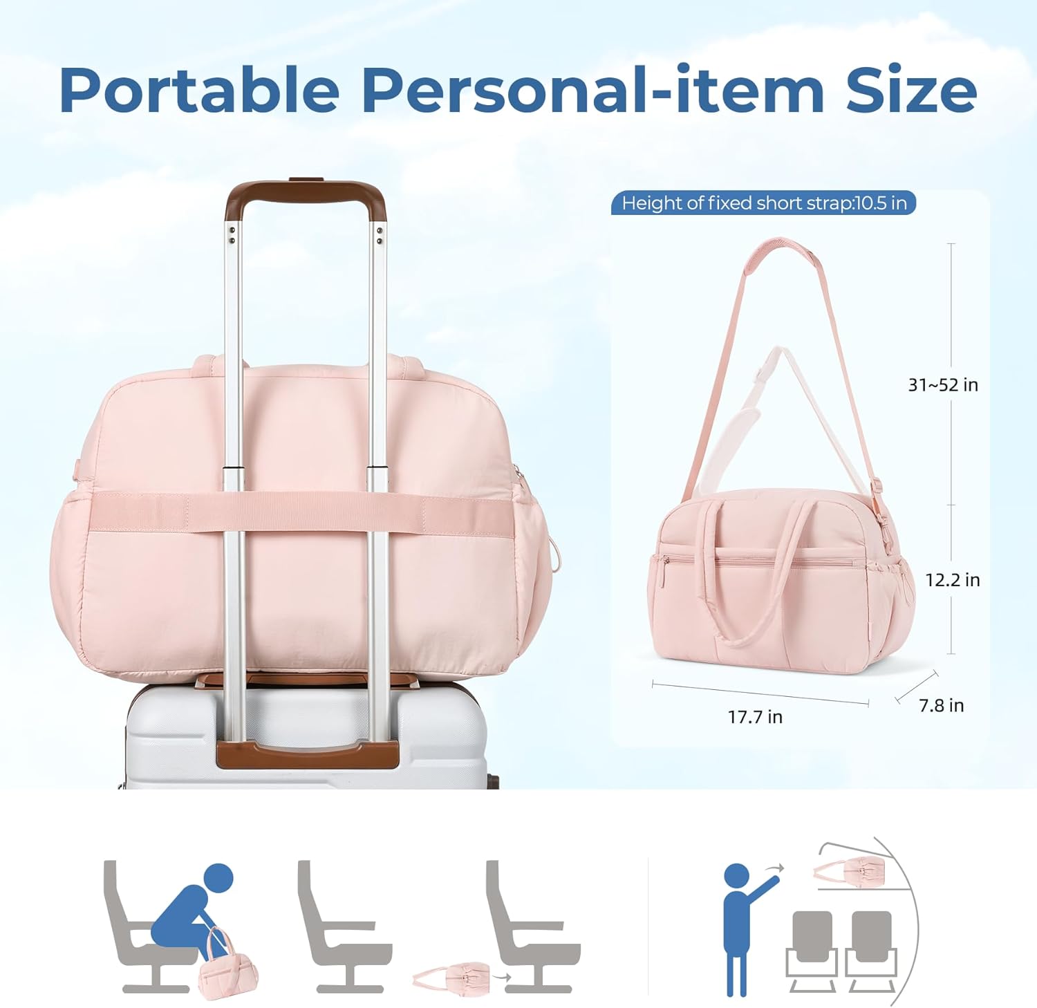 CLUCI Weekender Travel Bag for Women, 30L Duffle Tote Bag Carry On Bag Puffer Bags Gym Bag Small with Wet Pocket - Image 5