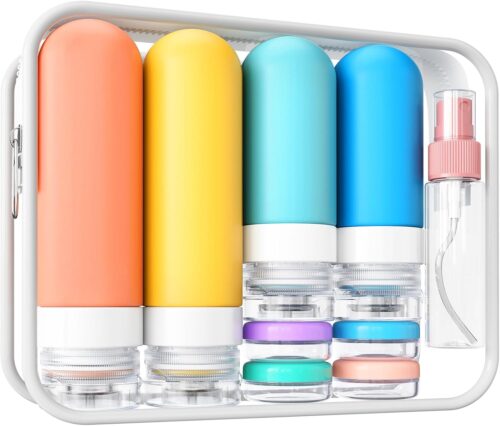 18 Pack Travel Bottles for Toiletries, Original Patented, TSA Approved Travel Size Toiletries, Leak Proof Silicone Refillable Liquid Containers for Toiletries, Travel Essentials, Multicolor