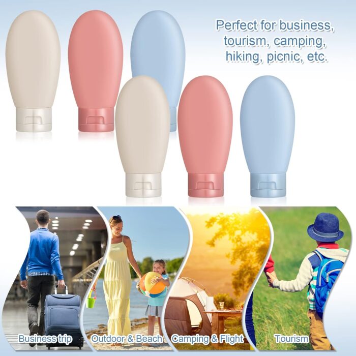 DesertCreations Travel Bottles Set, 6 Pcs Leak Proof Refillable Squeezable Containers Set,liquid Travel Accessories For Toiletry,shampoo,soap,body Wash (60ml) - Image 6