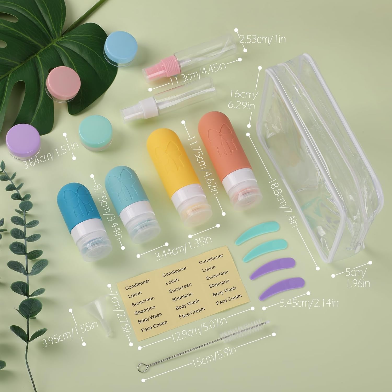 GeeRic Travel Bottles Set 16-Pack, TSA Approved Toiletry Bottles with Silicone Containers, Spray Bottles, Funnel, Bag for Shampoo, Lotion, and Travel Essentials Yellow - Image 7