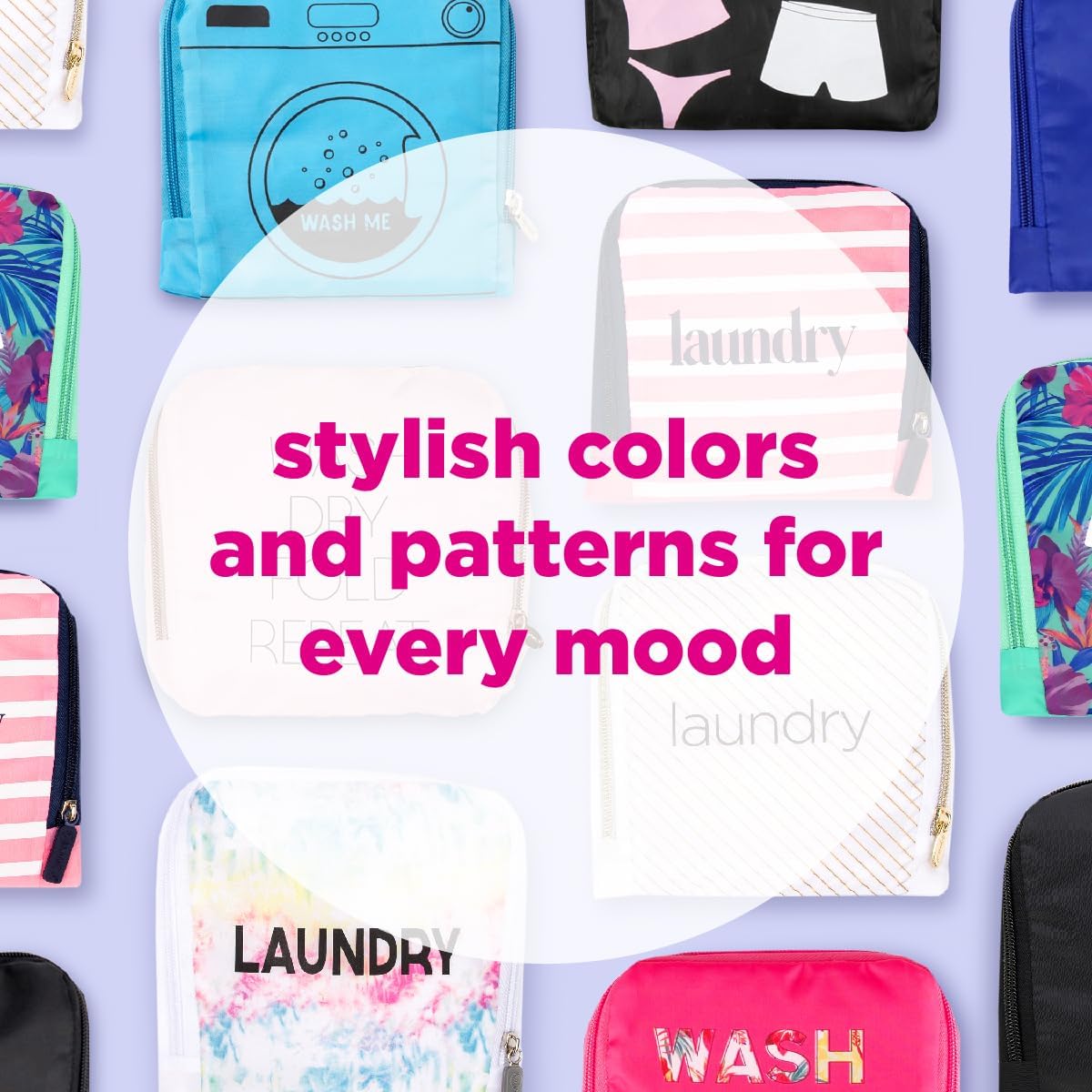 Miamica Foldable Travel Laundry Bag, Lightweight Travel Accessories, Navy & Green, One Size, Laundry Print - Image 6