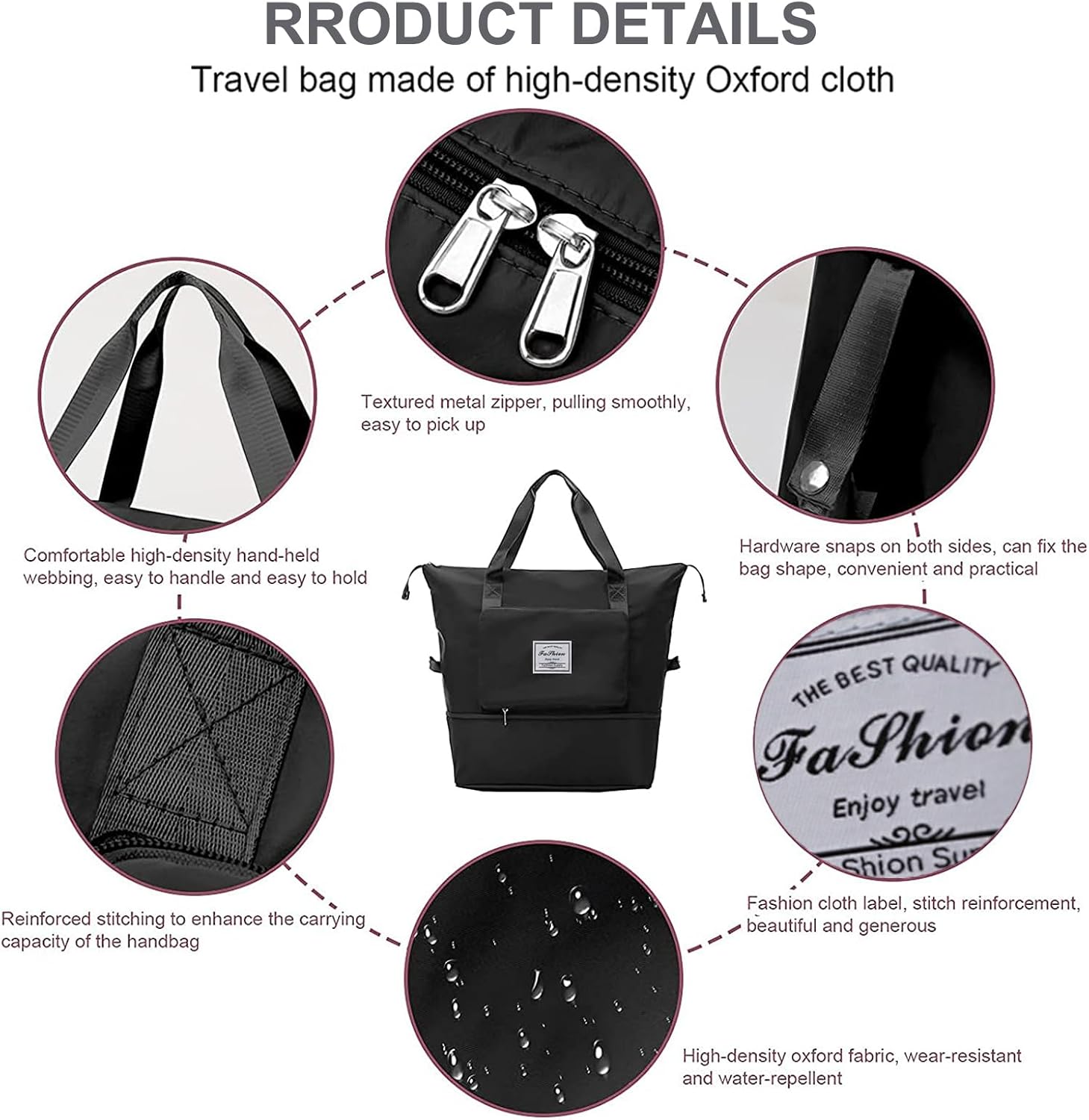 Large Capacity Travel Bag, Foldable Travel Bag, Expandable Travel Duffel Bag, Collapsible Waterproof Large Capacity Travel Handbag, Overnight Bag for Women and Man (Blue) - Image 4