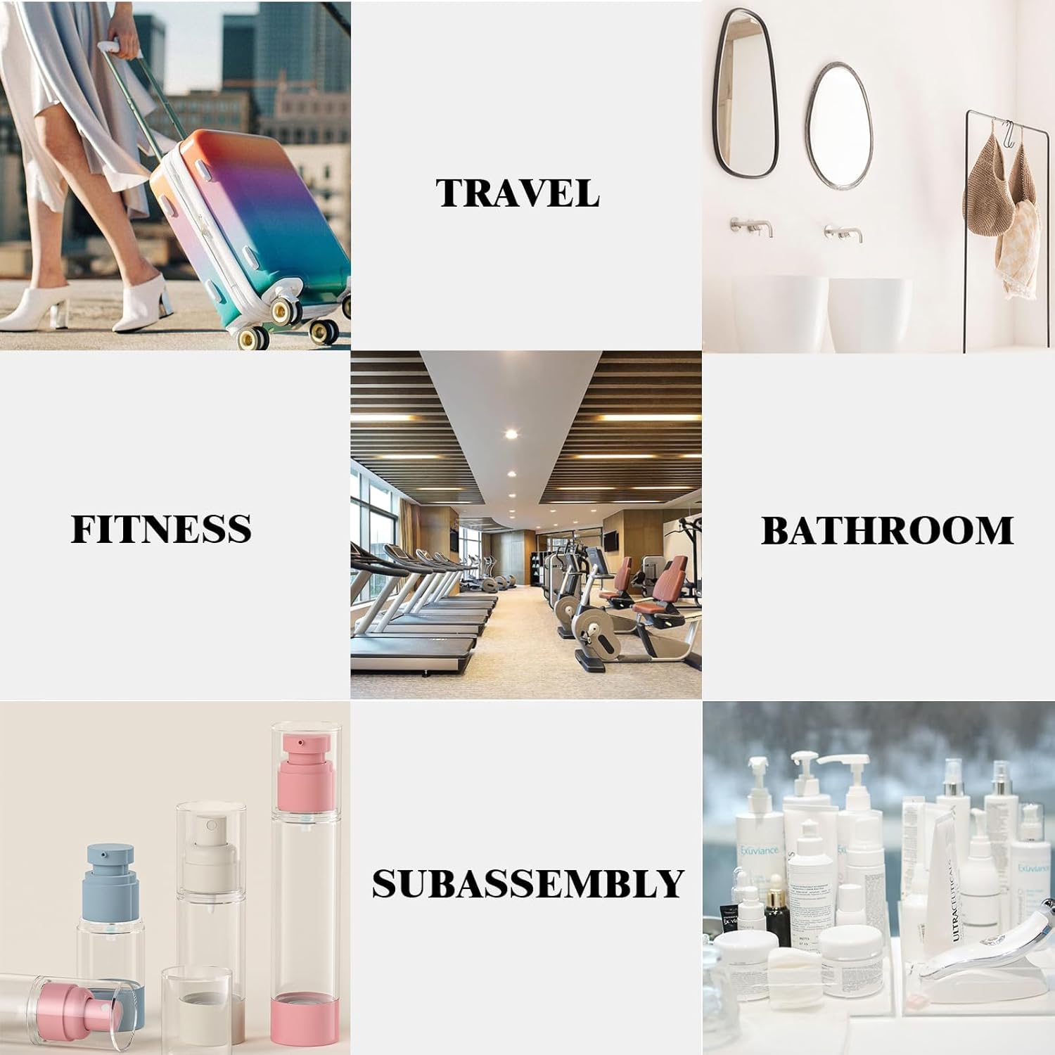 MHWL 5 Pcs TSA-Approved Travel Bottles Set - Airless Pump and Spray Bottles for Toiletries - 15/30/50ml Refillable Containers (Nordic color scheme) - Image 7