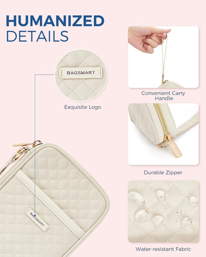 BAGSMART Cord Organizer Travel Cable Organizer Bag Tech Electronic Organizer Travel Case, Travel Essentials for Charger, Cable, Phone, Flash Drive, Beige - Image 5