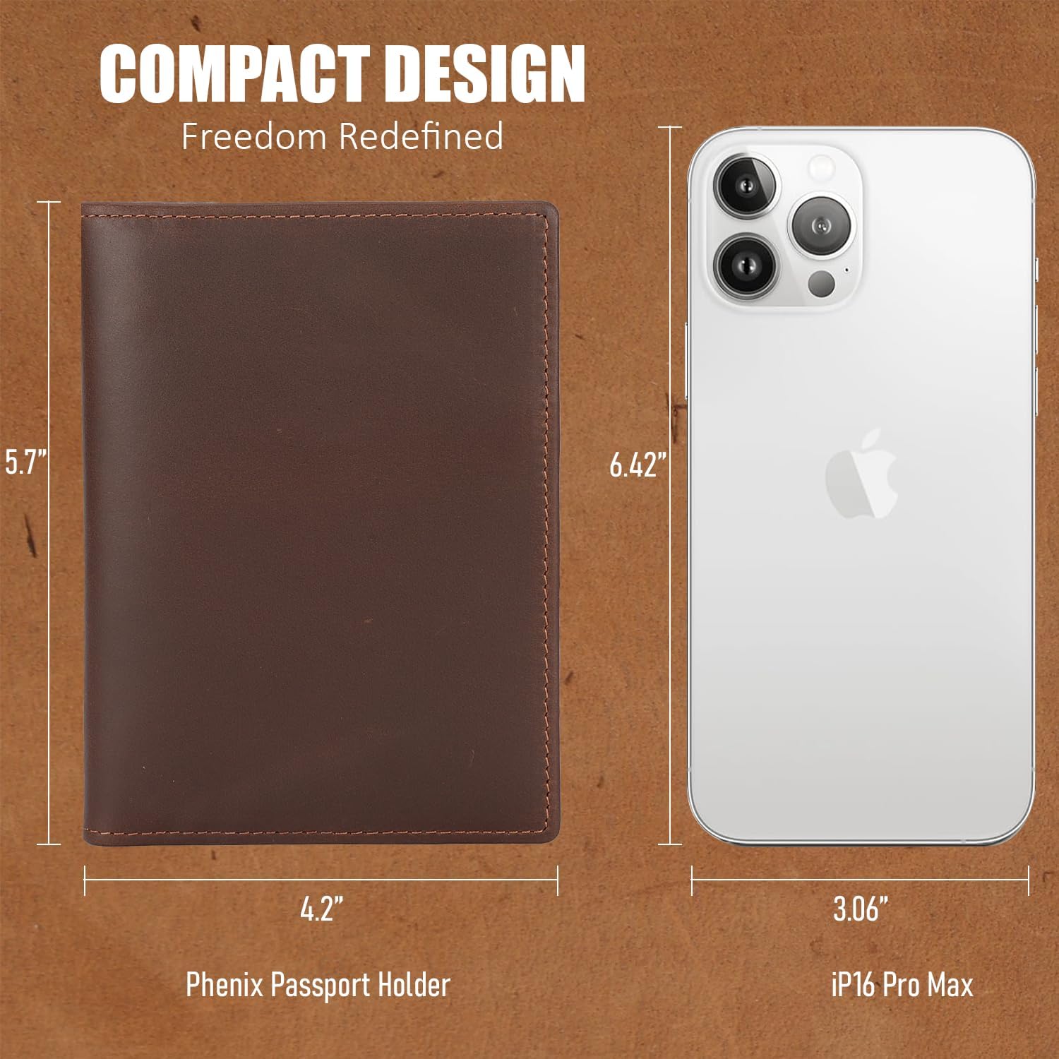 STAR VISTA Phoenix Leather Passport Holder, Full Grain Leather Travel Wallet - Slim, Bifold, RFID Blocking, ID Window, Coin Pocket, Card Slots, SIM Slots (Brown with AirTag Slot) - Image 3