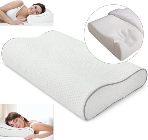 Cervical Neck Pain Relief Memory Foam Pillow | Sleeping Support Ergonomic Orthopedic Side Sleeper Pillow for Shoulder Pain | Oreiller Mousse Memoire Orthopédique (Original Wave Design)