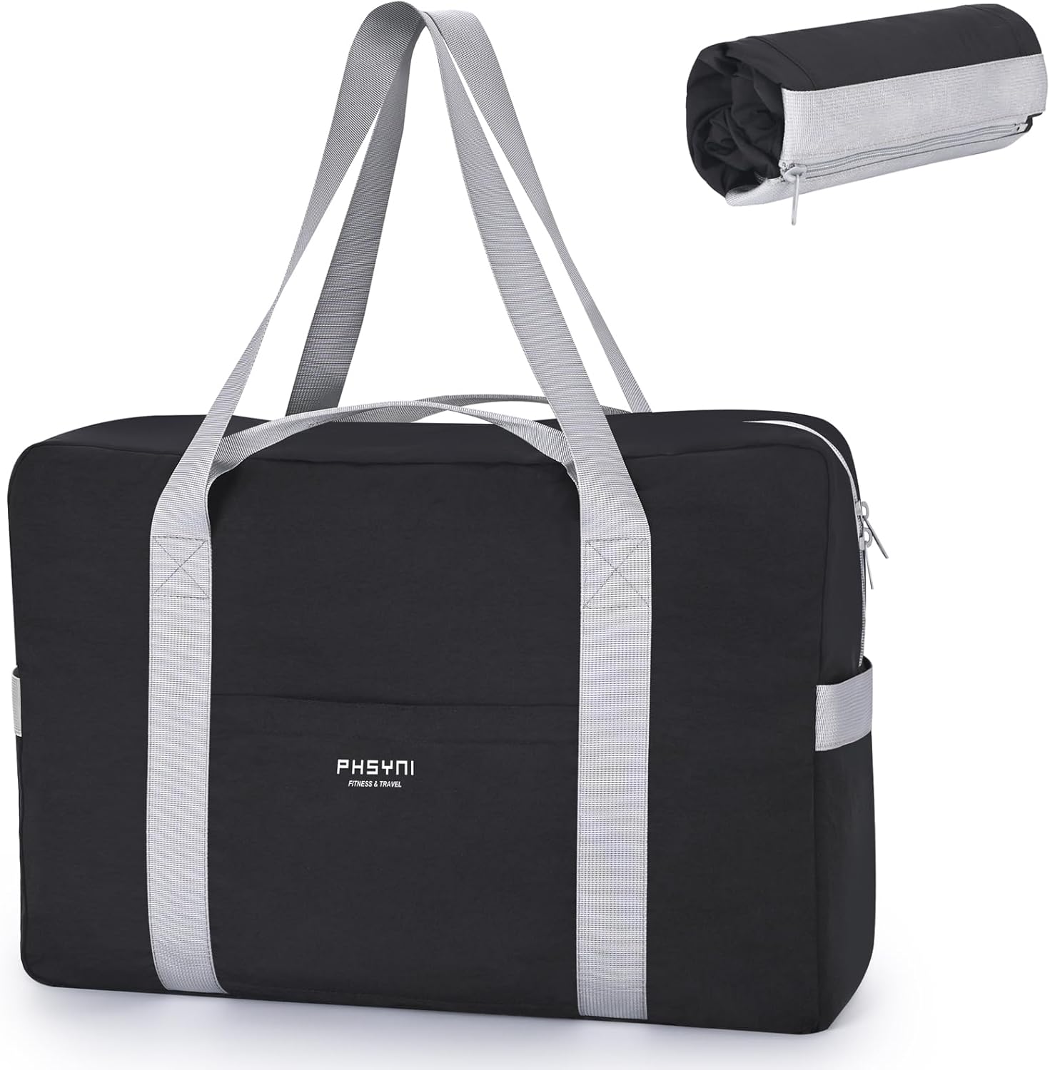 Foldable Duffel Bag 18x14x8 Inches,Personal Item Bag for Frontier & Spirit Airlines,Portable Travel Bag for School, Moving and Camping,Black