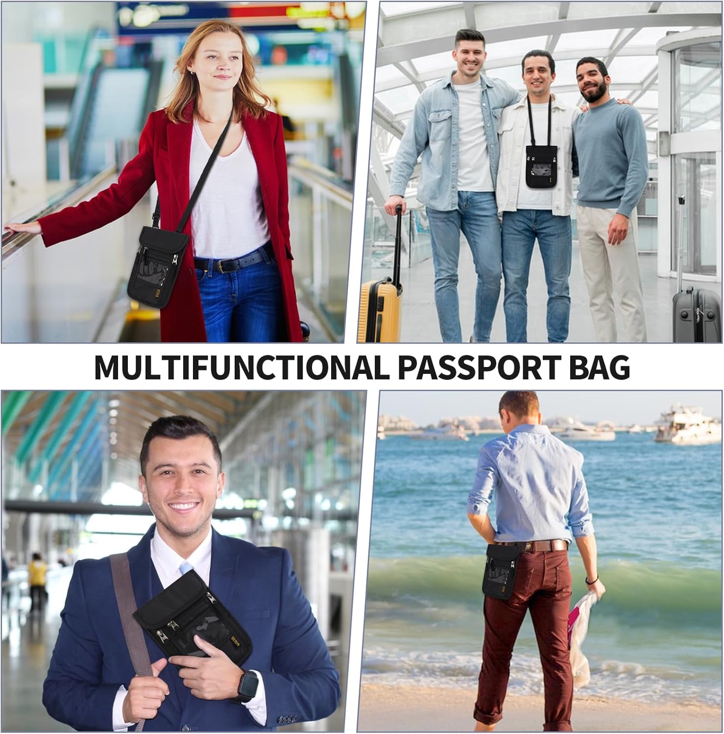 Lyvrooz Neck Wallet Travel Pouch RFID Blocking Passport Holder Waterproof Neck Pouch Credit Card organizer Case with Adjustable Strap Travel Security Bag for Your Money Credit Cards Cell Phones, - Image 7