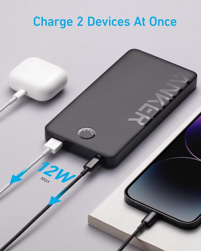 Anker Power Bank, 10,000mAh Portable Charger (PowerCore PIQ), High-Capacity Battery Pack for iPhone 15/15 Plus/15 Pro/15 Pro Max/14/14 Pro/Samsung/Pixel/LG (Cable and Charger Not Included)(Black) - Image 6