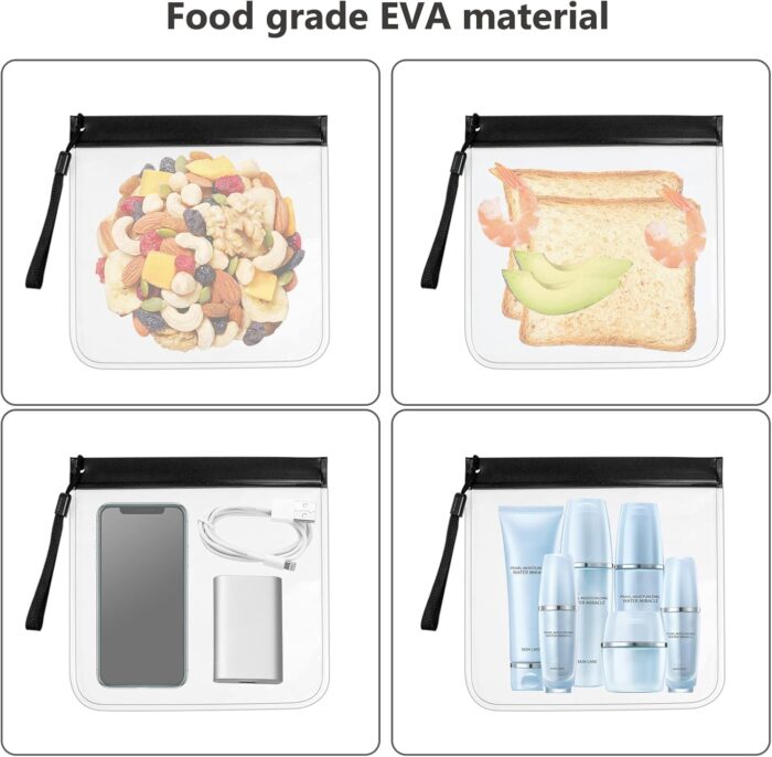 3PCS Clear Travel Toiletry Bags 20*20cm Clear Bags Tsa Approved Liquid Bags Leak Proof Travel Bag Carry On Airport Airline Compliant Bag Portable Travel Fluid Bags Airport Security Travel Liquid Bag - Image 3