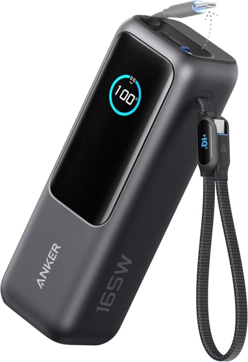 Anker Laptop Power Bank, 25,000mAh Portable Charger with Triple 100W USB-C Ports, Built-in and Retractable Cables, for iPhone 17/16/15 Series, MacBook, Samsung, and More (Flight-Approved)