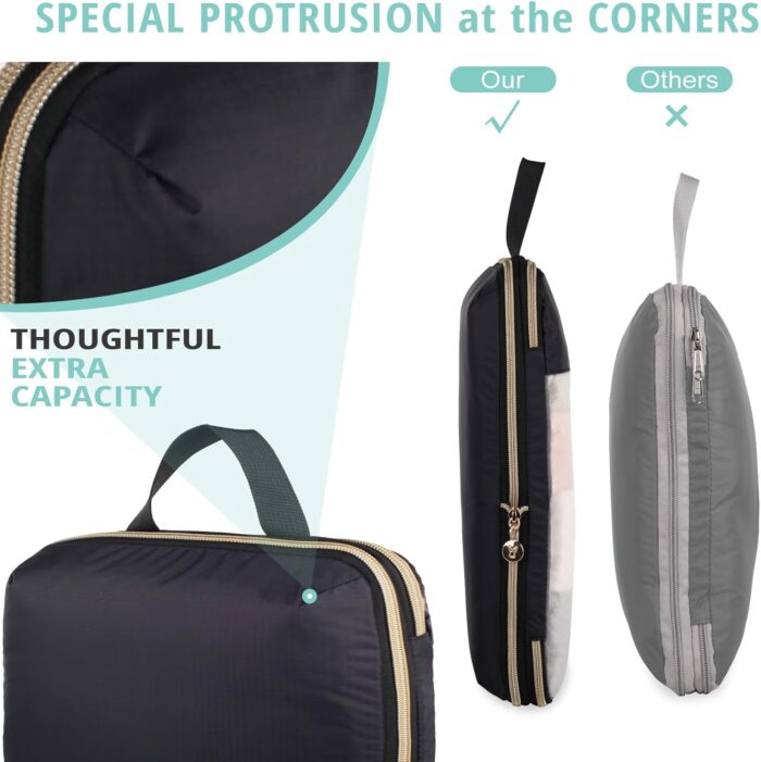 See Through Expandable Compression Packing Cubes, Mesh Travel Packing Cubes for Suitcases, Lightweight Organizers Bag Set for Travel Essentials for Luggage(Black,6 Set) - Image 4