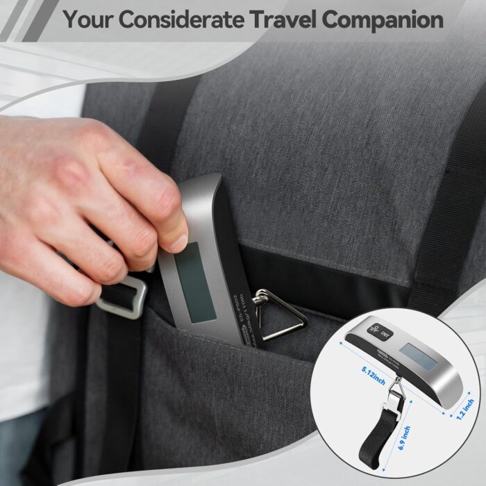 2 Packs of 110lb/50kg Luggage Scale, Dr.meter Backlit LCD Display Electronic Balance Digital Hanging Scale with Rubber Paint Handle, Travel Essentials, Temperature Sensor-Silver - Image 8