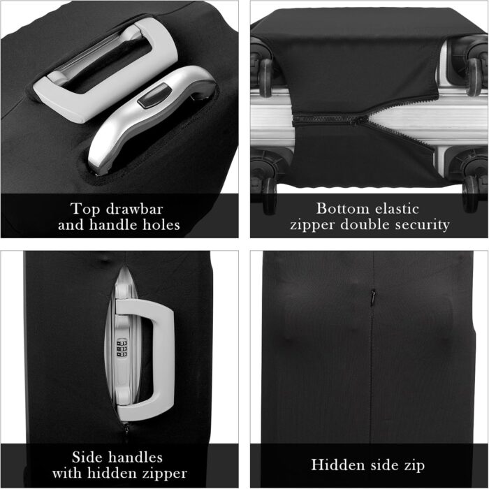 Adorila Travel Luggage Cover Protector, Washable Elastic Suitcase Cover, Luggage Protective Cover, Black, S - Image 3