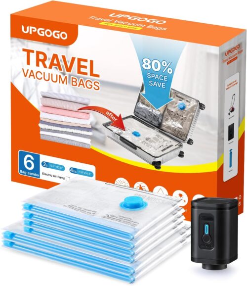UPGOGO Travel Vacuum Bags Combo 6 Pack - Space Saver Vacuum Storage Bags for Clothing and Luggage