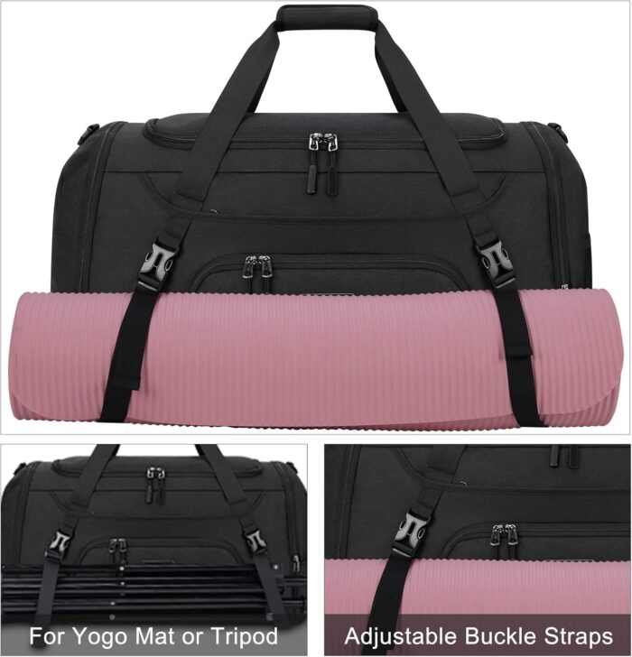 40L Travel Duffle Bag Waterproof Carry on Duffel Bag Weekender Duffle Bags Large Sport Gym Bag Overnight Bag for Men and Women with Shoe Compartment and Toiletry Bag, Black - Image 6