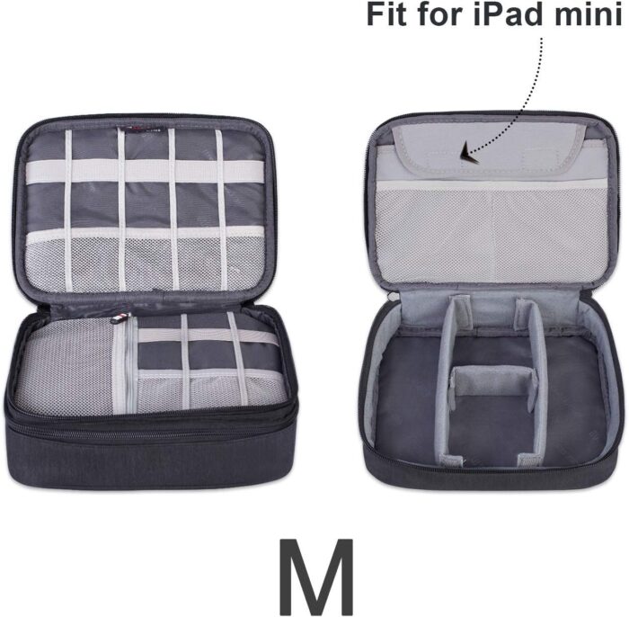 BUBM Nylon 3-Piece Double Layer Gear Organizer Travel Cases for Electronics Accessories, Black - Image 4