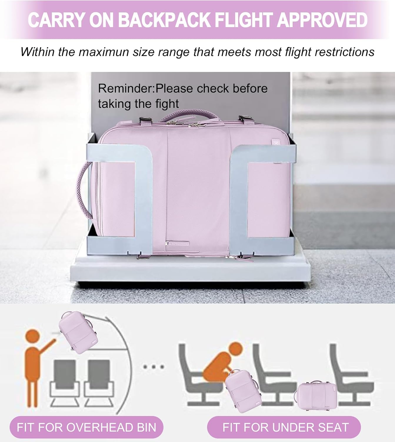 Carry on Backpack, Extra Large Travel Backpack Expandable Airplane Approved Weekender Bag for Men and Women, Water Resistant Lightweight Daypack(Purple (Backpack With 4 Packing Cubes)) - Image 4