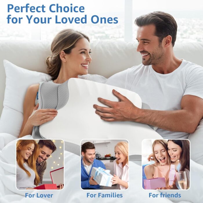 Memory Foam Pillow Neck Support Pillow for Sleeping,Neck Pillow for Neck adn Shoulder,Cooling Pillow with Breathable Silk Case, Coutour Pillows 2 Heights for Side, Back and Stomach Sleepers - Image 7