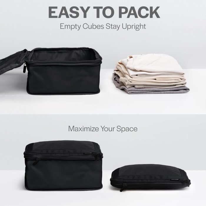 Aerotrunk Compression Packing Cubes for Travel - Luggage Organizer Bags - Double Zipper Packing Cubes for Suitcases (6-Pack, Black) - Image 5