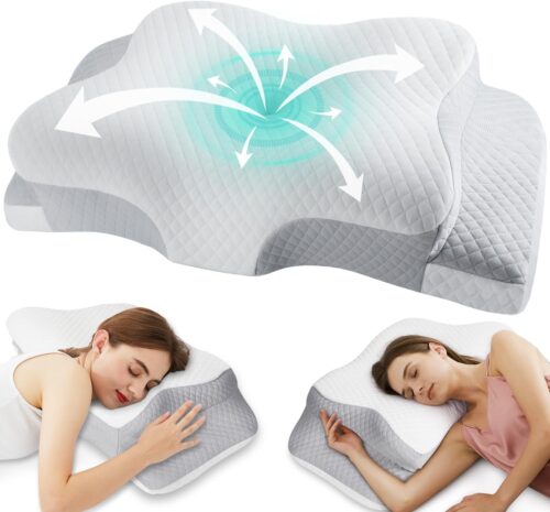 Memory Foam Cervical Pillow for Neck Pain Relief Sleeping: Orthopedic Neck Support Pillow for Neck Pain- Ergonomic Side Sleeper Pillow for Sleeping -Contour Bed Pillows for Side Back Stomach Sleeper