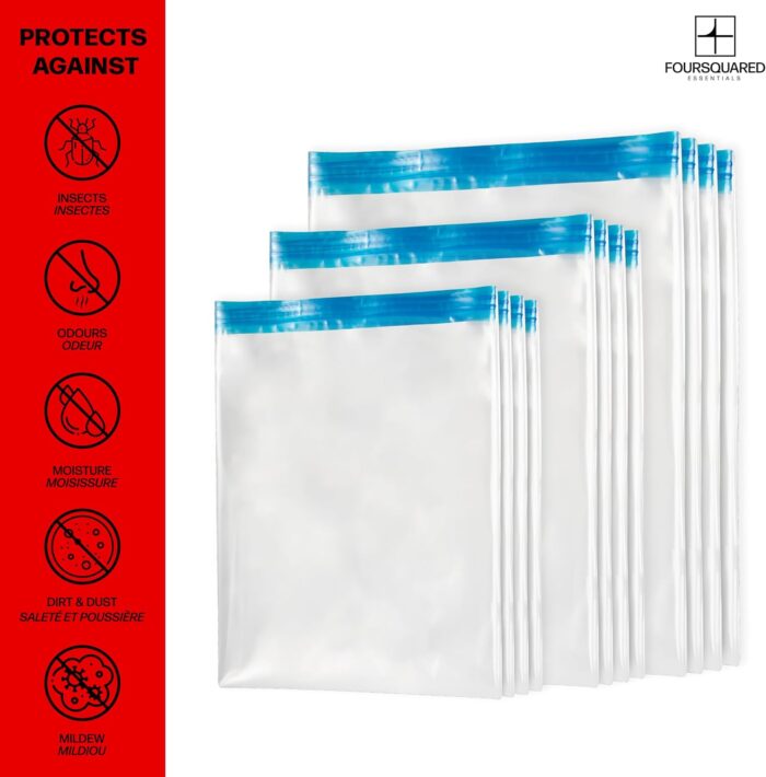 20-Pack Travel Compression Bags by Foursquared | Roll-Up Space Saver Vacuum Bags for Clothes, Luggage, and Storage - No Vacuum or Pump Needed (8 Large, 8 Medium, 4 Small) - Image 8