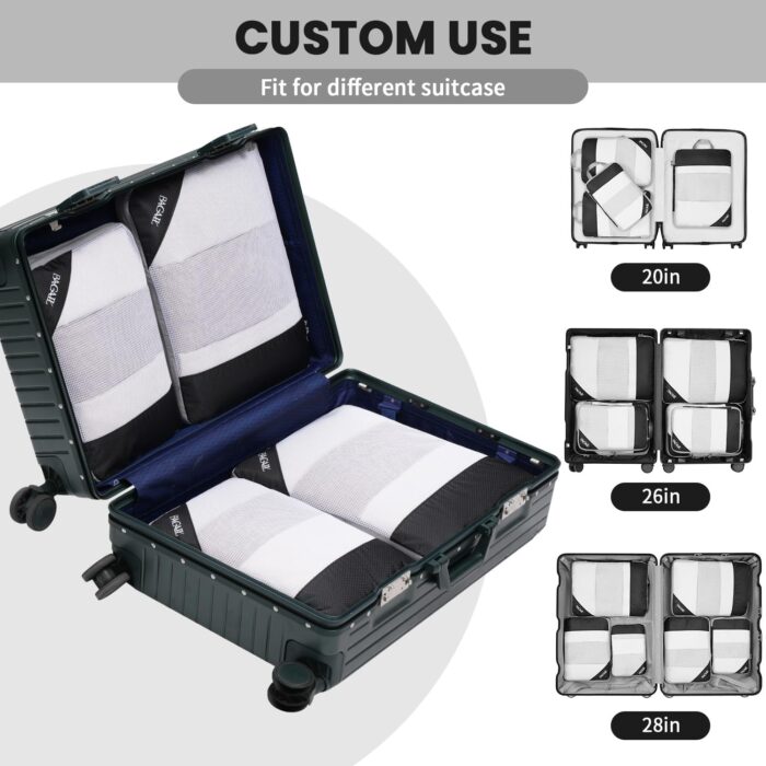 BAGAIL 6 Set/8 Set Compression Packing Cubes, Ultralight Expandable Packing Organizers for Carry on Travel Luggage(6set Black) - Image 6