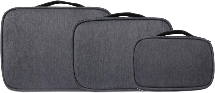 BUBM Nylon 3-Piece Double Layer Gear Organizer Travel Cases for Electronics Accessories, Black - Image 8
