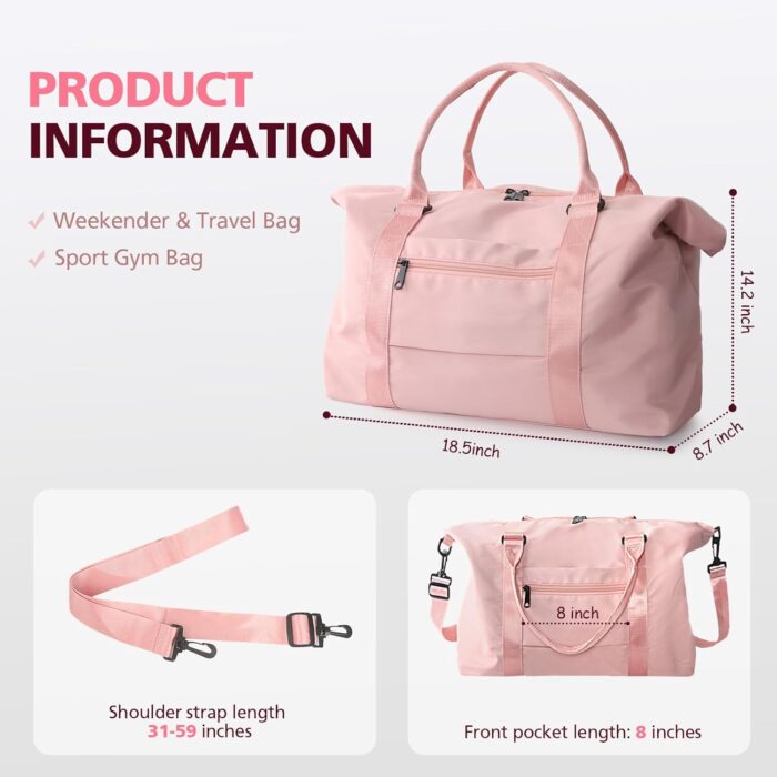 EASYFUN Travel Duffle Bag, Waterproof Weekender Carry On Tote Bags for Women, Men, Hospital Bag, Overnight Bag Luggage with Trolley Sleeve - Image 5