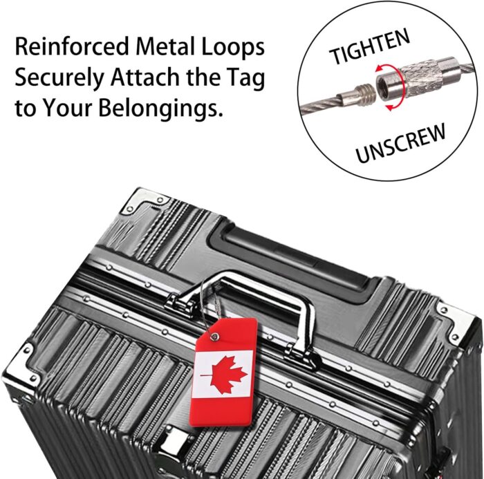 6 Pack Luggage Tags, OIFEN Silicone Travel Suitcase Baggage tag Canada Bag Labels with Name Card Privacy Protection (Maple Leaf) - Image 2
