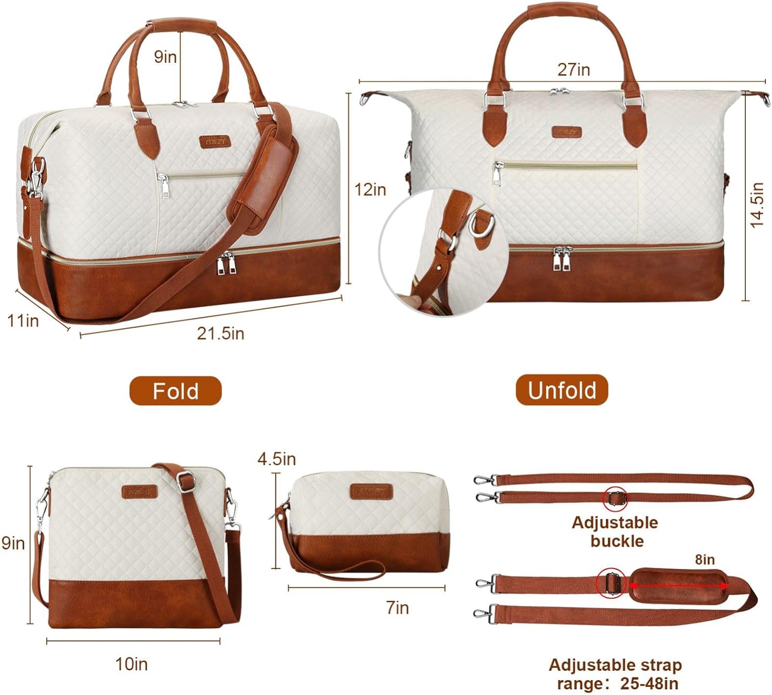 Weekender Bag for Women Travel Duffel Bag Carry On Overnight Bag with Shoe Compartment Large Duffle Tote Bag for Travel - Image 5