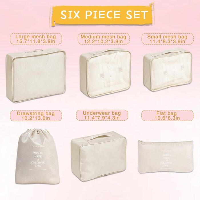 Oslynia 6 Pcs Packing Cubes, Waterproof Compression Packing Cubes, Quality Suitcase Organizer Bags, Travel Organizer Cube for Business Trip, Traveling Essentials Accessories for Women Men - Image 2