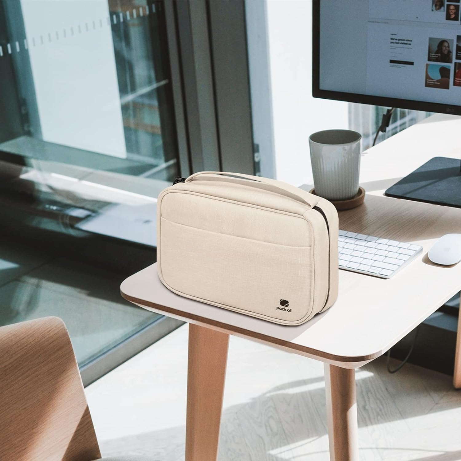 pack all Electronic Organizer Plus, Larger Capcity Cable Organizer Bag, Shockproof Carrying Case, Portable Cord Travel Organizer Storage Bag for Cables, Chargers, Phones, USB, SD Cards(Beige) - Image 9